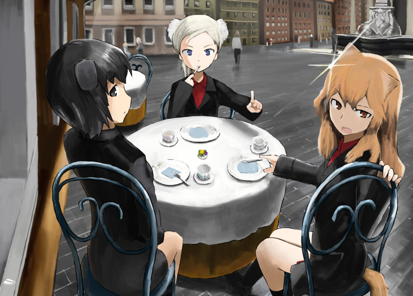 miyafuji yoshika, charlotte e. yeager, fernandia malvezzi, luciana mazzei, and martina crespi (world witches series and 1 more) drawn by oftaj