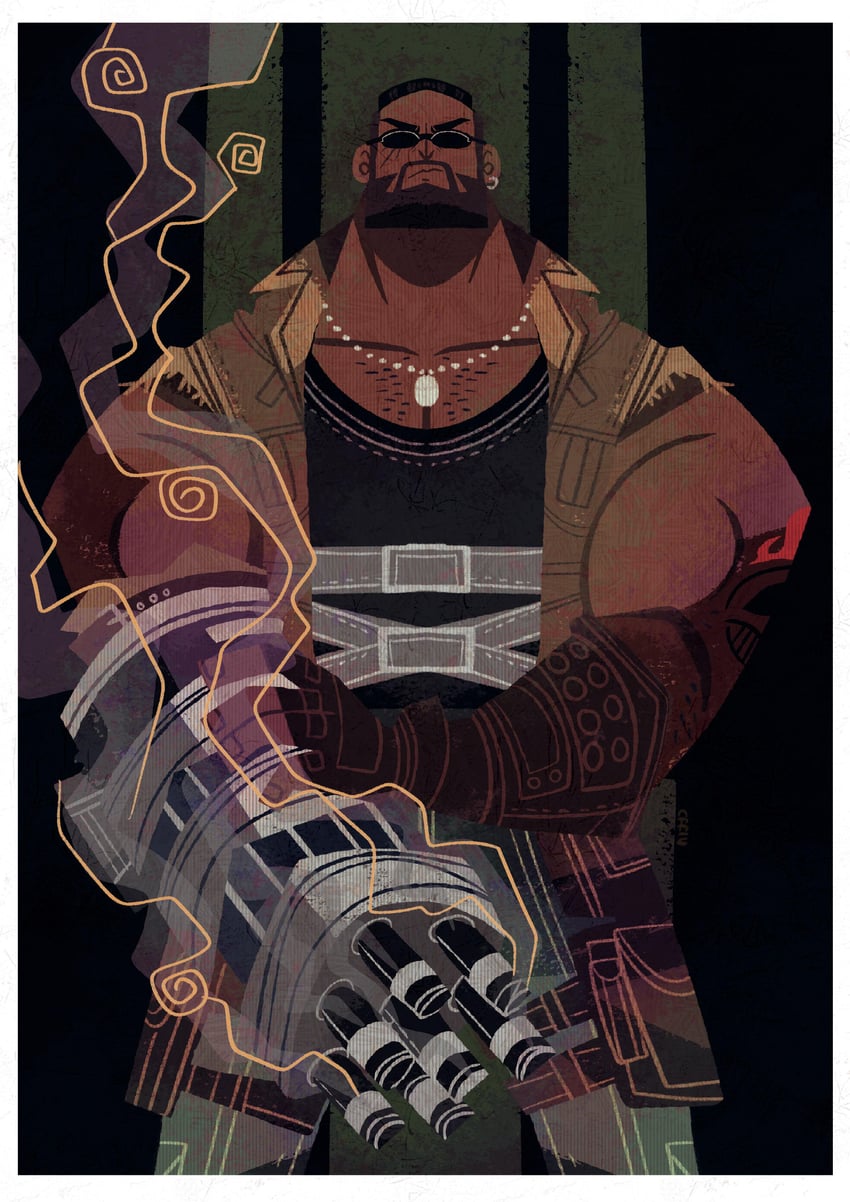 barret wallace (final fantasy and 2 more) drawn by karumen_art