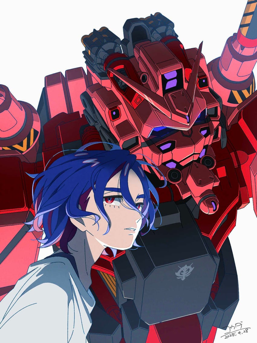 shuji ito and red gundam (gundam and 1 more) drawn by kouda_mana