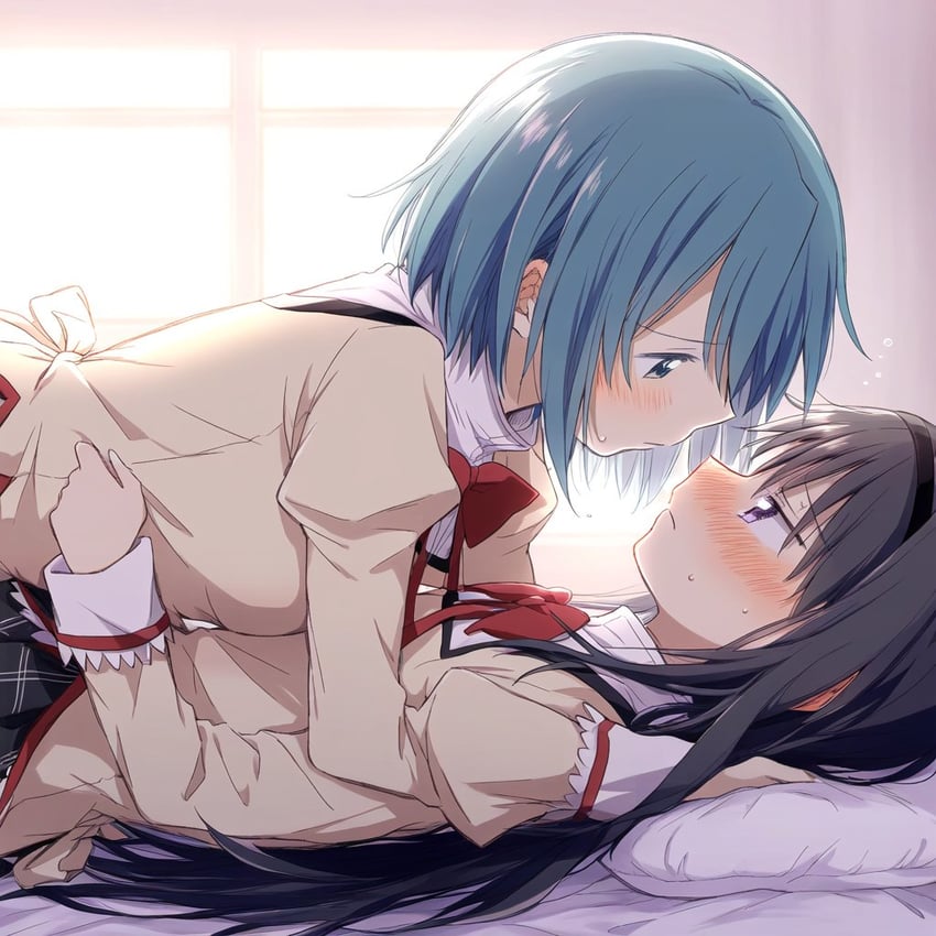 akemi homura and miki sayaka (mahou shoujo madoka magica) drawn by kwg