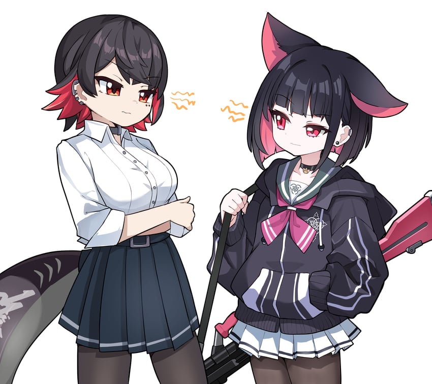 kazusa and ellen joe (blue archive and 1 more) drawn by xtacy