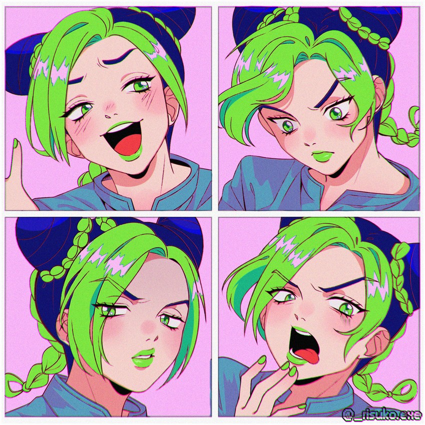 kujo jolyne (jojo no kimyou na bouken and 1 more) drawn by risuko.exe_(artist)