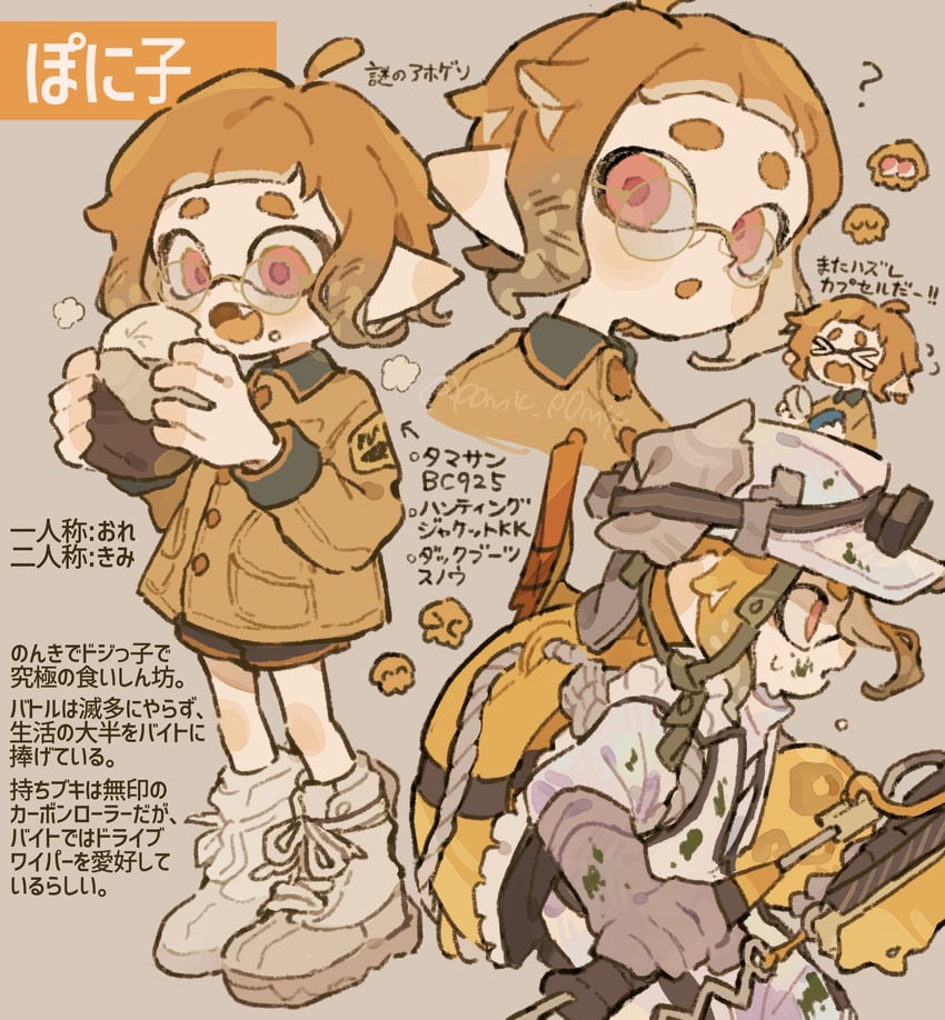 inkling player character and inkling girl (splatoon and 1 more) drawn by p0m4_p0m4