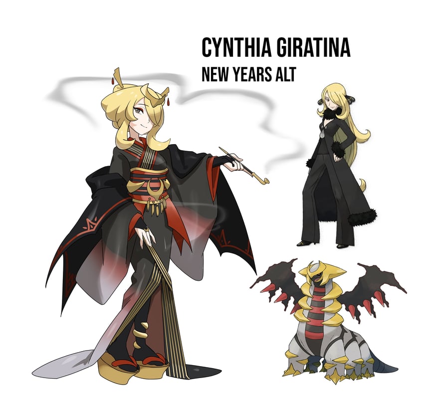 cynthia and giratina (pokemon and 1 more) drawn by rhymewithray