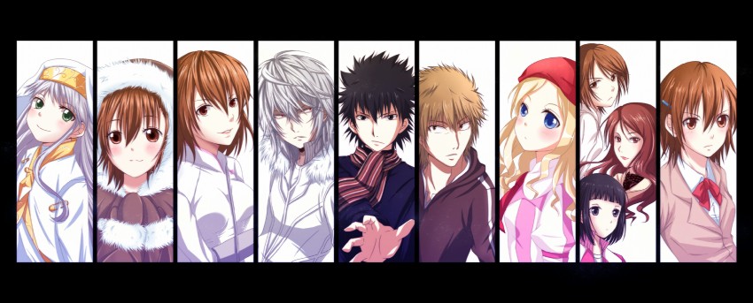 misaka mikoto, kamijou touma, accelerator, index, last order, and 6 more (toaru majutsu no index and 1 more) drawn by puniko