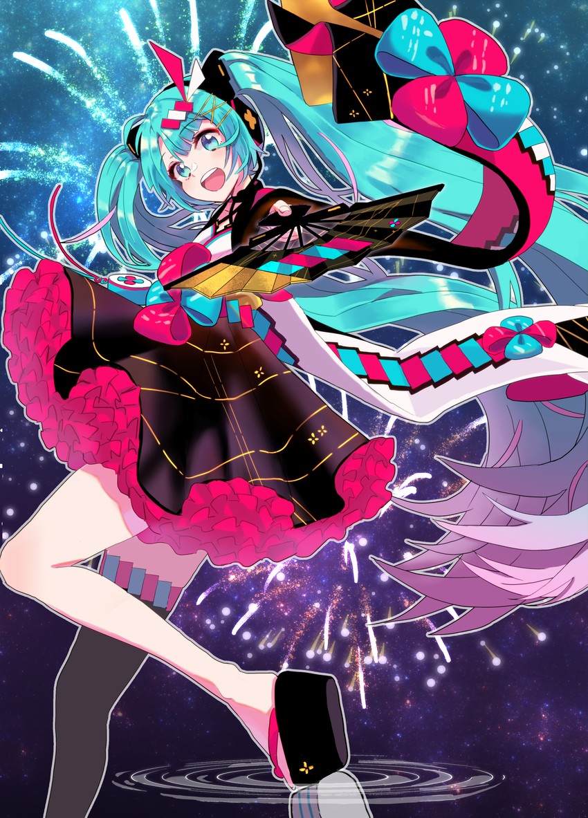hatsune miku and magical mirai miku (vocaloid and 1 more) drawn by macha_3939