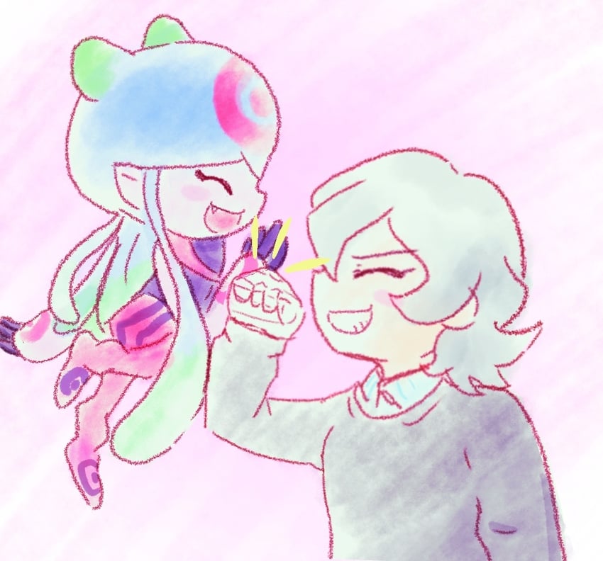 jellymon and higashimitarai kiyoshiro (digimon and 1 more) drawn by cottoncollie