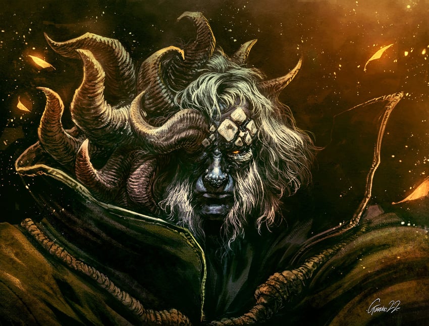 morgott the omen king and margit the fell omen (elden ring) drawn by andrea_guardino