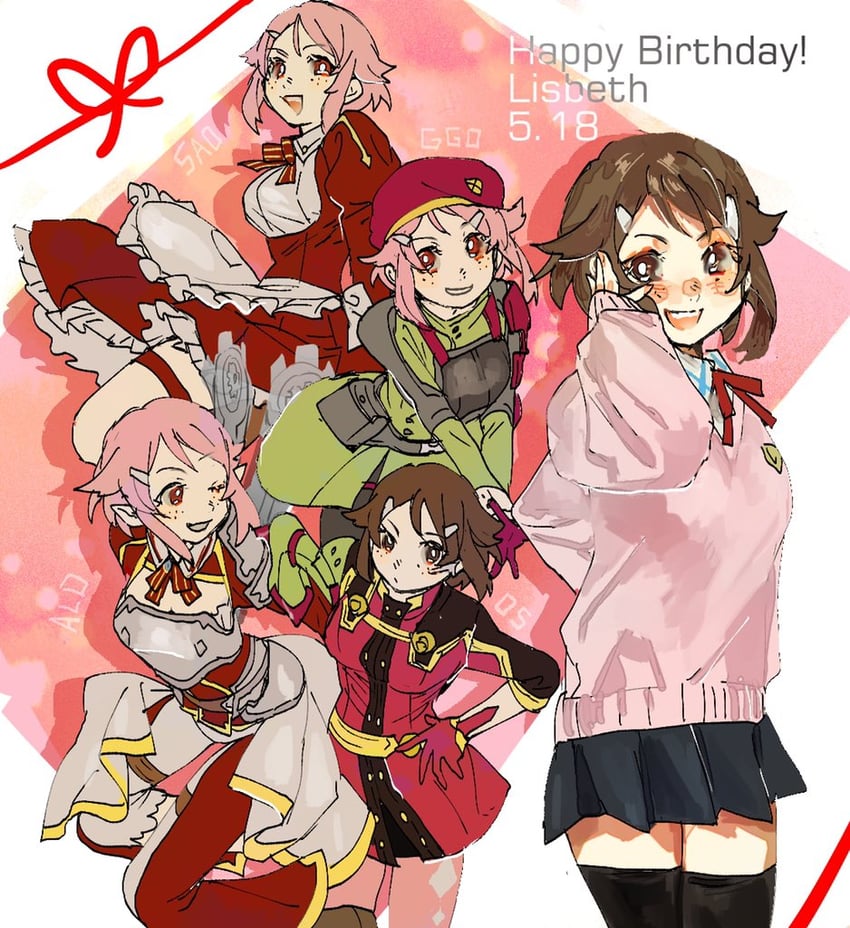 lisbeth and shinozaki rika (sword art online and 1 more) drawn by meameeea