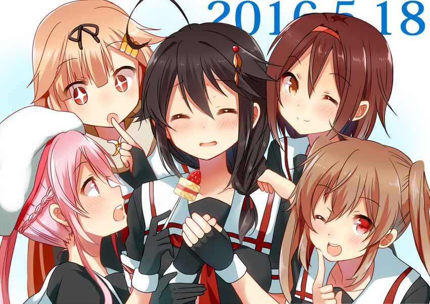 shigure, yuudachi, shigure kai ni, yuudachi kai ni, murasame, and 2 more (kantai collection) drawn by tarachine