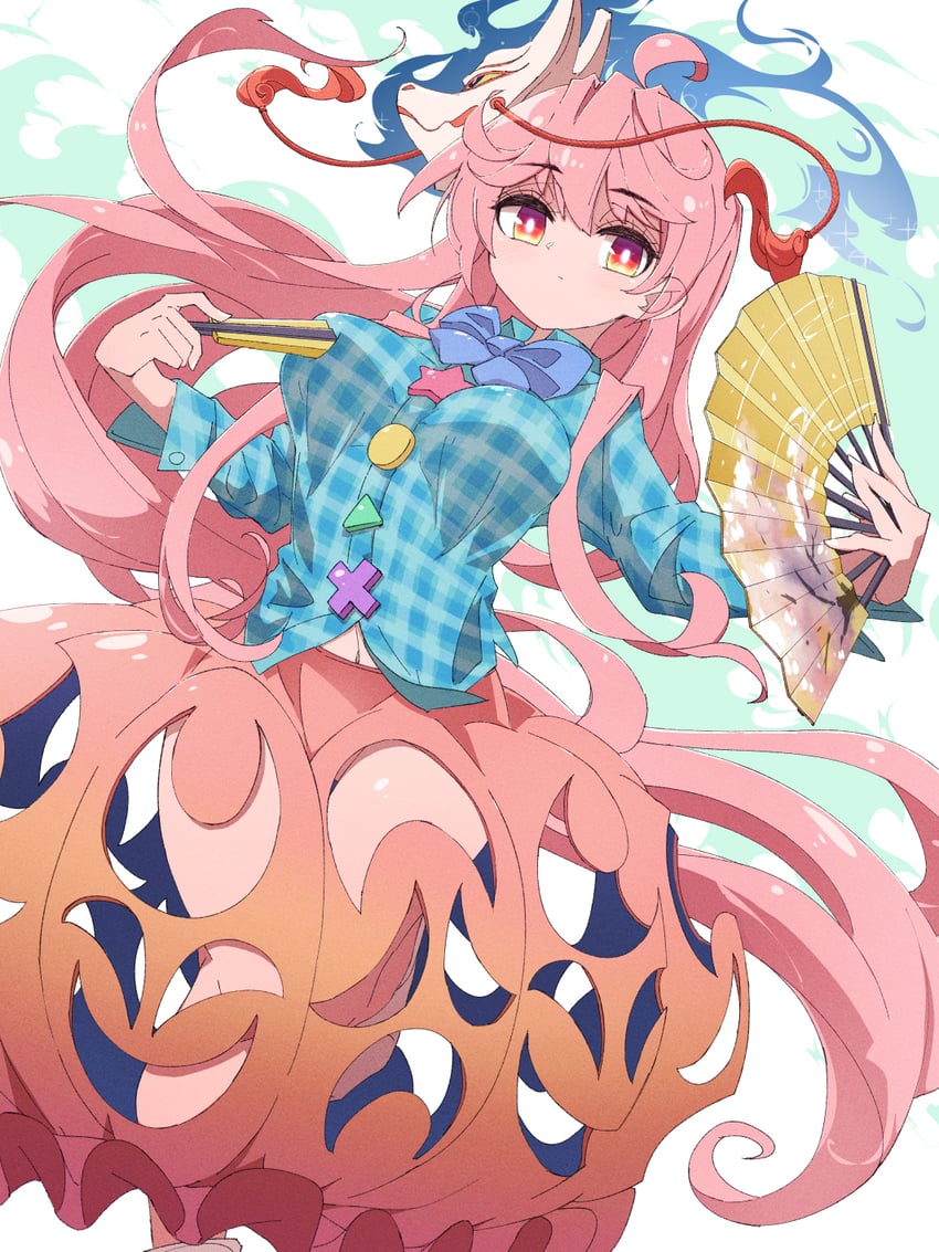 hata no kokoro (touhou) drawn by ryouryou