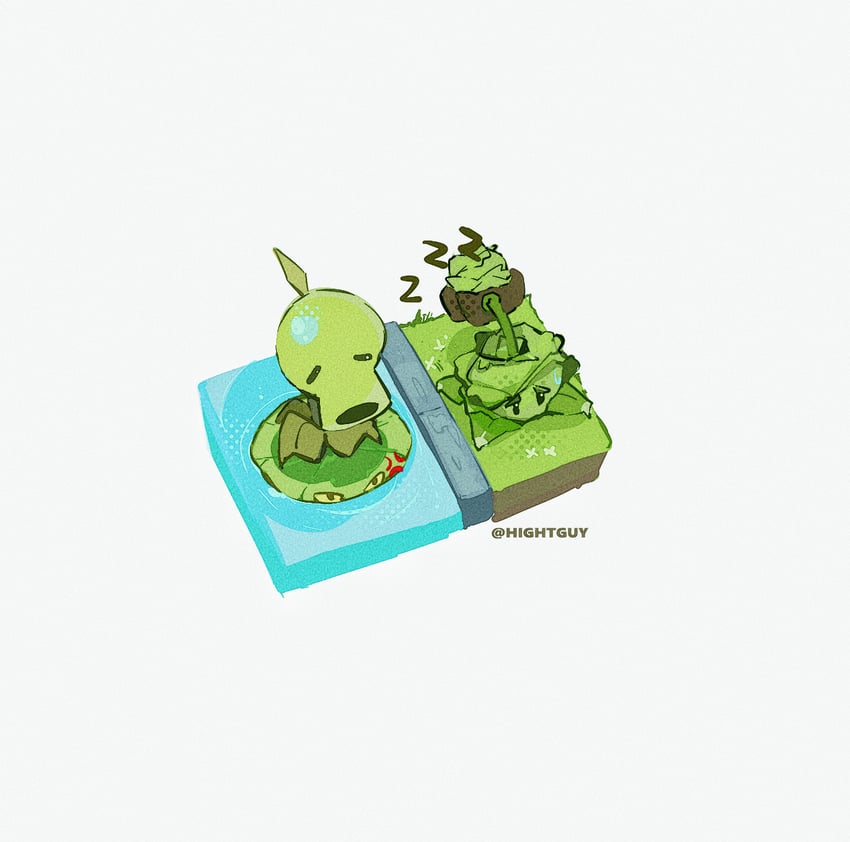 peashooter, lily pad, and cabbage-pult (plants vs. zombies) drawn by hightguy