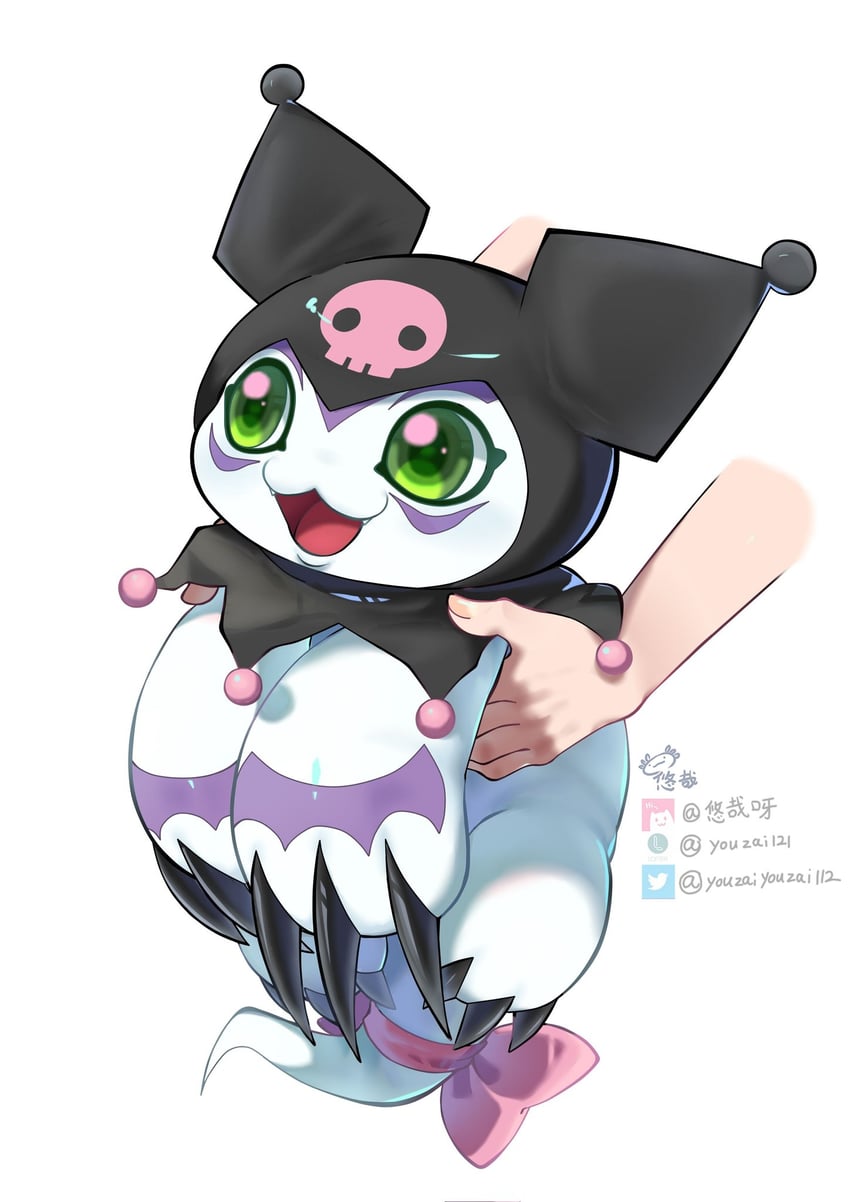 kuromi and gomamon (digimon and 2 more) drawn by youzaiyouzai112