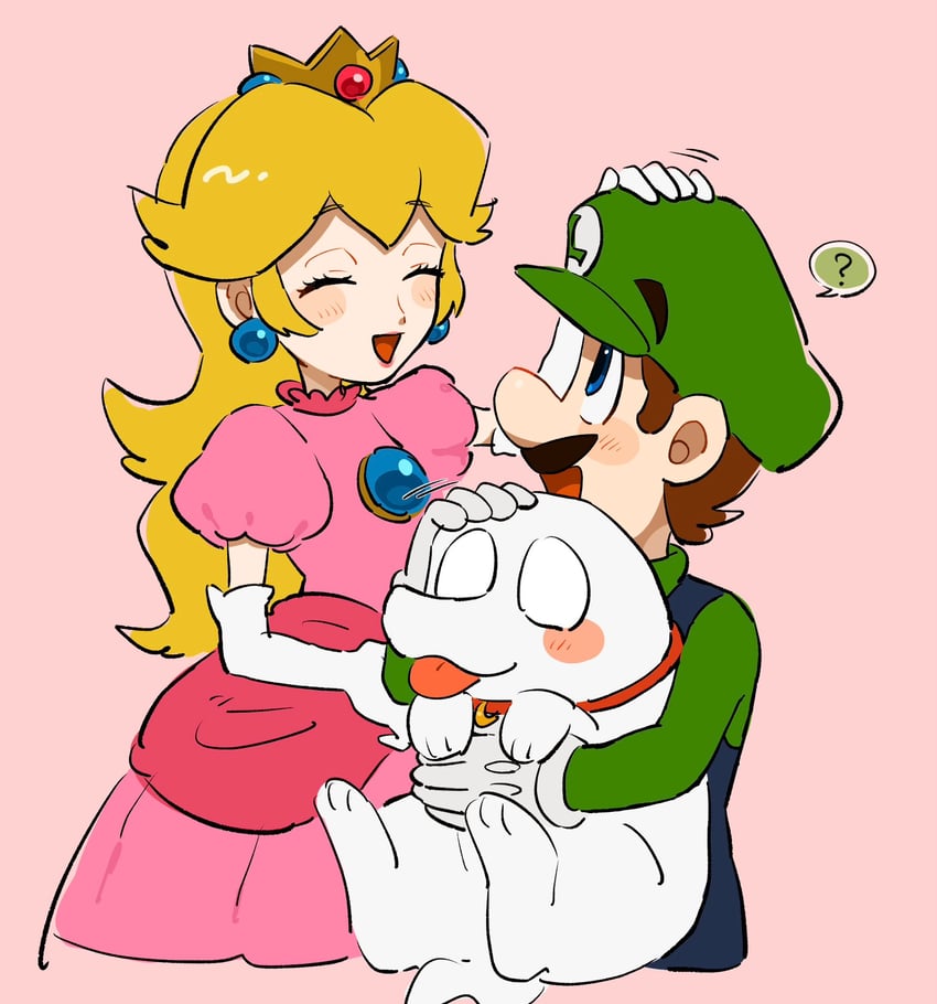 princess peach, luigi, and polterpup (mario and 2 more) drawn by mimimi_(mimimim9999)