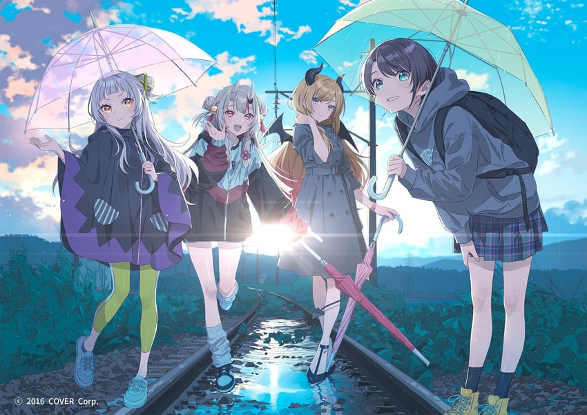 oozora subaru, murasaki shion, nakiri ayame, and yuzuki choco (hololive) drawn by hechima_(issindotai)