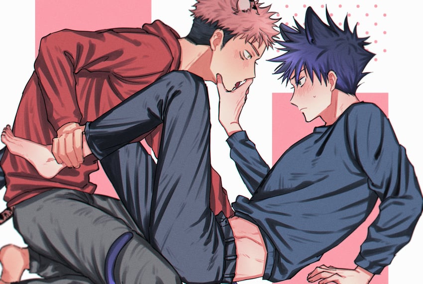 itadori yuuji and fushiguro megumi (jujutsu kaisen) drawn by fushirun_rung