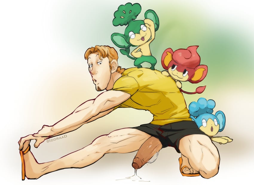 pansage, panpour, pansear, and tyler (pokemon and 1 more) drawn by idoraad