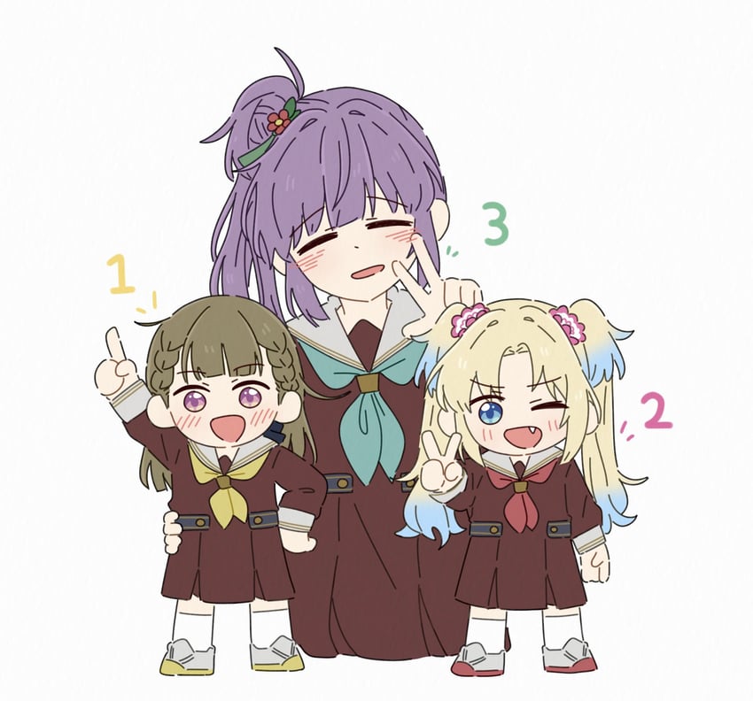 otomune kozue, osawa rurino, and kachimachi kosuzu (love live! and 1 more) drawn by zueka27