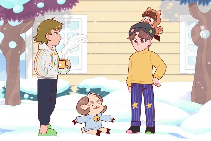 wilbur soot, rammie, supertraves, and cscoop (minecraft youtube and 2 more) drawn by gomi_(gomiidd)