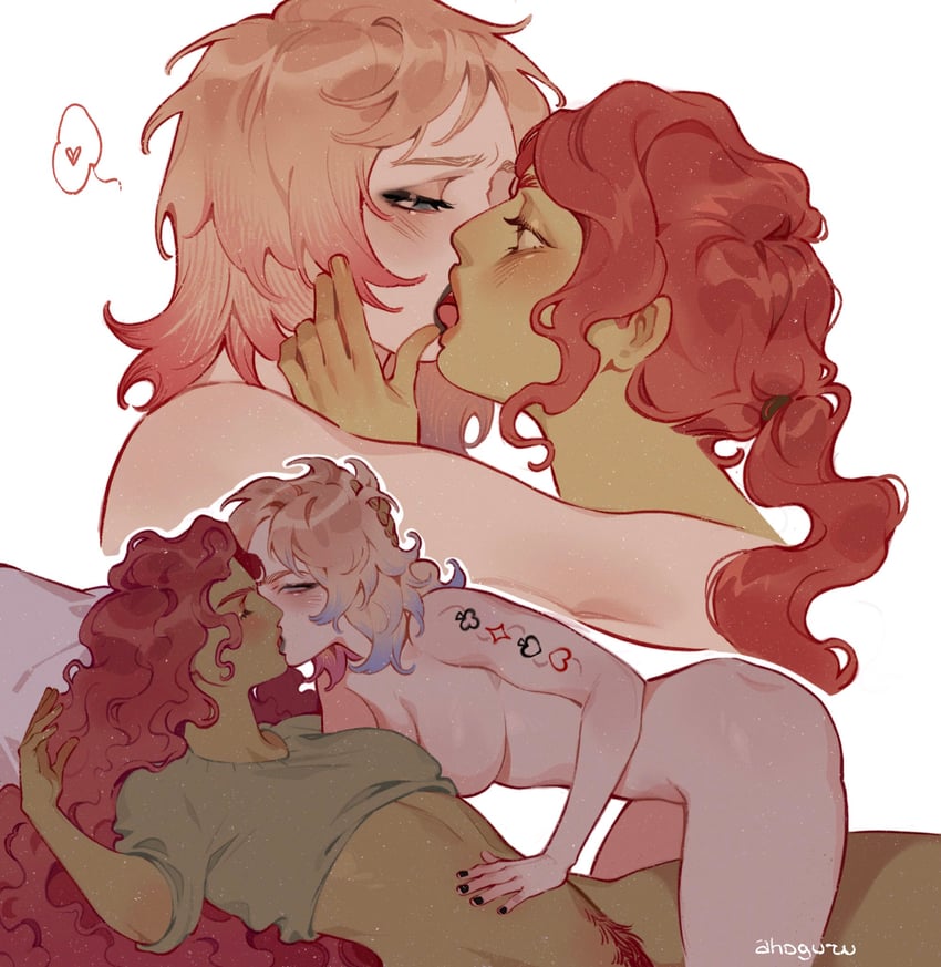 harley quinn and poison ivy (dc comics and 2 more) drawn by ahageao49