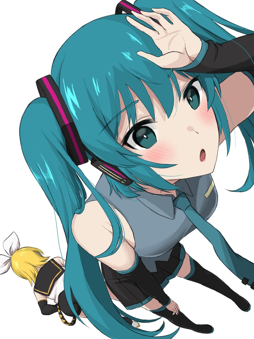 hatsune miku and kagamine rin (vocaloid) drawn by nishikino_kee