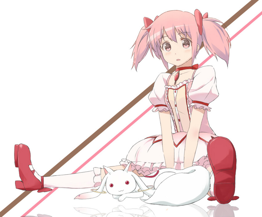 kaname madoka and kyubey (mahou shoujo madoka magica) drawn by cccpo