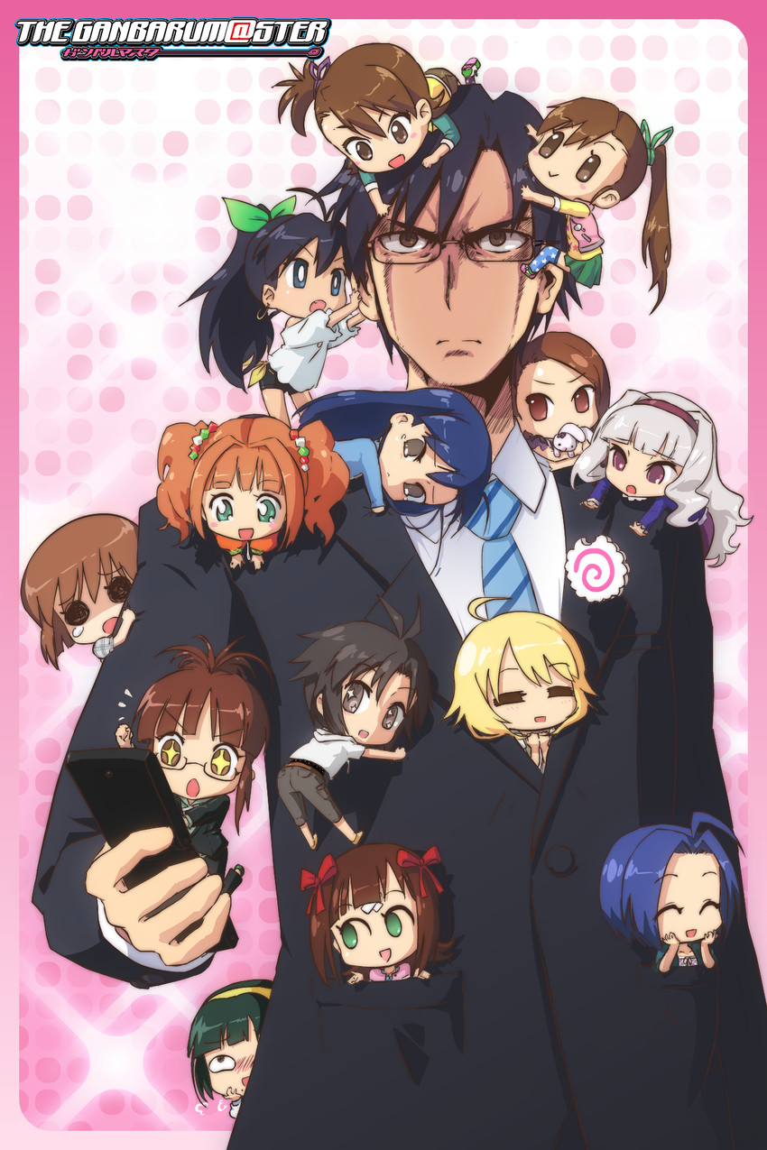 producer, hoshii miki, kisaragi chihaya, amami haruka, kikuchi makoto, and 11 more (idolmaster) drawn by john_su