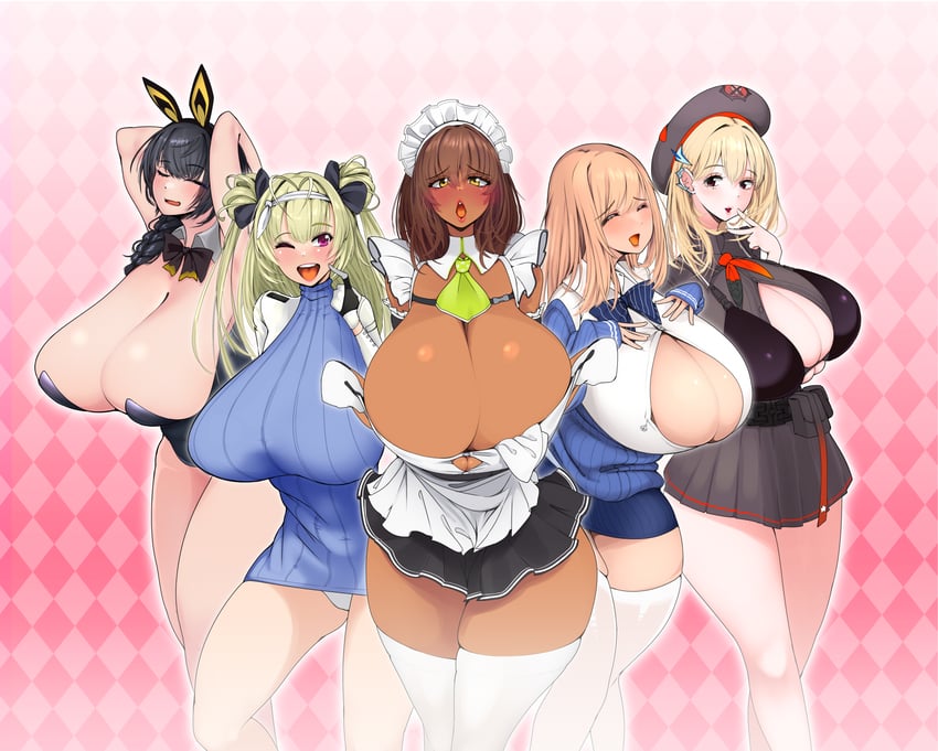 noir, soda, mary, tia, and emma (goddess of victory: nikke) drawn by man-chin-cool
