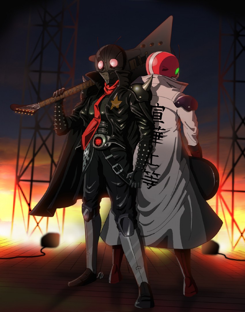 kamen rider 1 and kamen rider v3 (kamen rider and 3 more) drawn by poo_(saku)