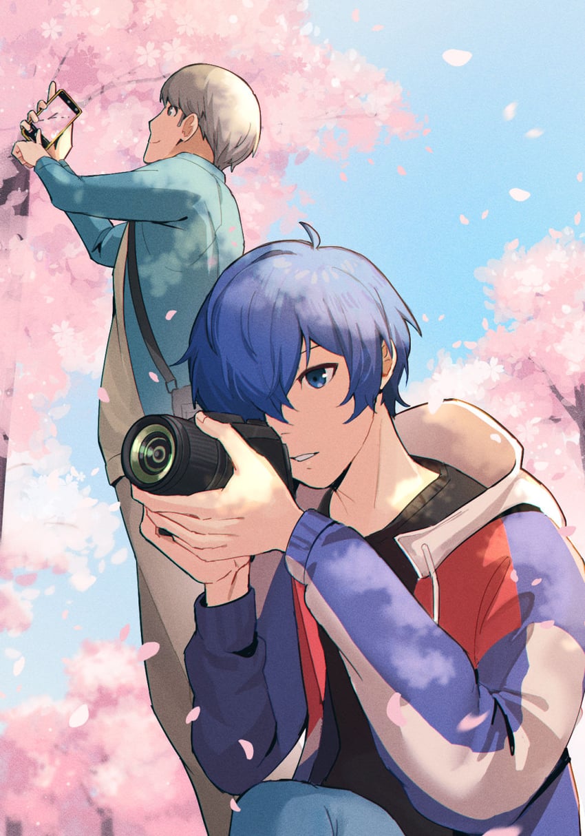 narukami yu and yuuki makoto (persona and 2 more) drawn by kuki_tan