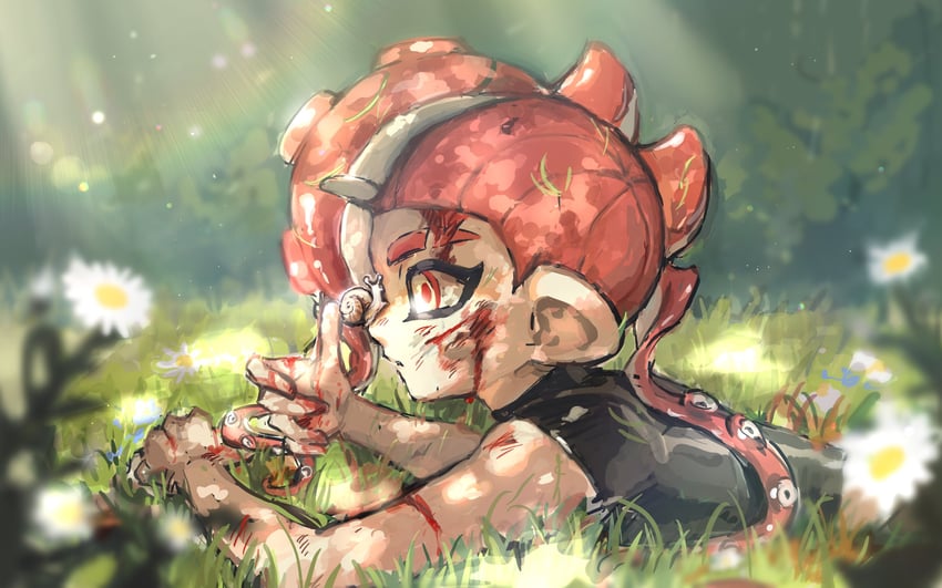 octoling player character and octoling boy (splatoon and 2 more) drawn by uuurung