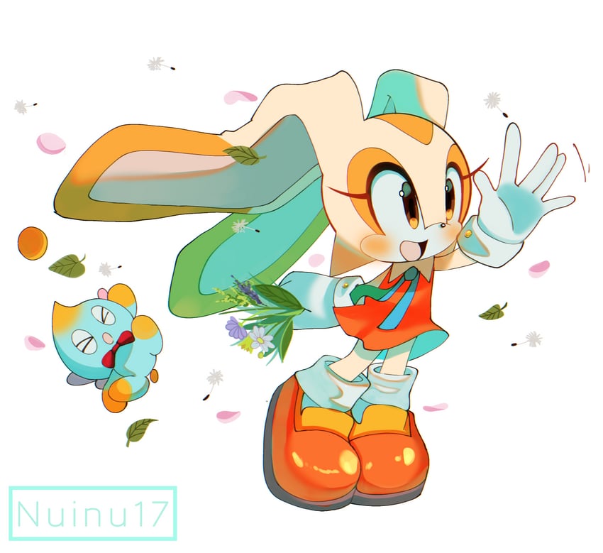 cream the rabbit, neutral chao, and cheese (sonic) drawn by nuinu_17
