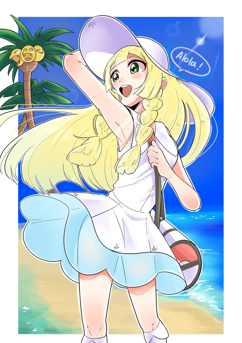lillie and alolan exeggutor (pokemon and 1 more) drawn by ayame044