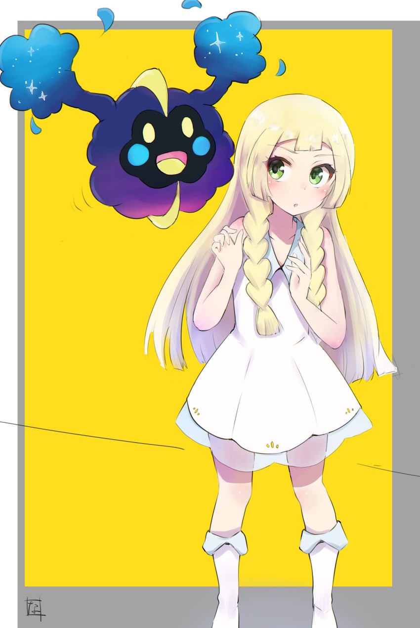 lillie and cosmog (pokemon and 1 more) drawn by nayuhi_(yukimuu14)