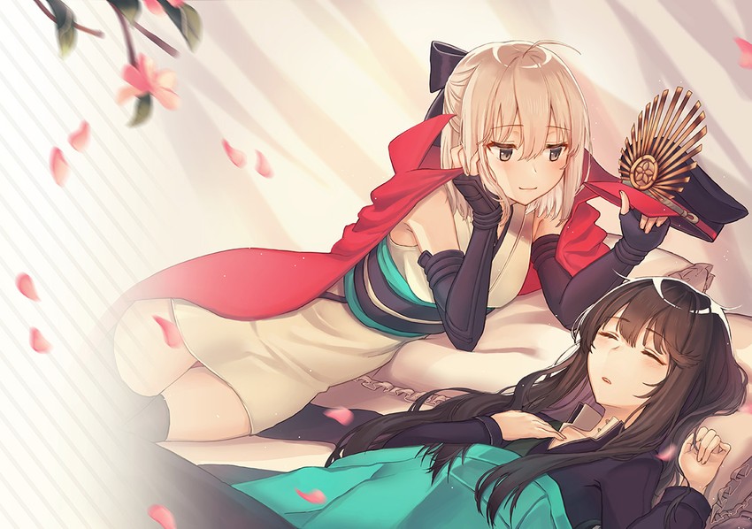 okita souji and oda nobunaga (fate and 2 more) drawn by rangu