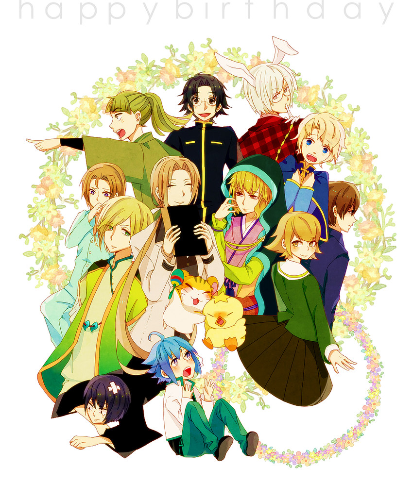 fujisaki chihiro, peter white, yamada hanatarou, nagi, musashibou benkei, and 6 more (danganronpa and 11 more) drawn by yonwa