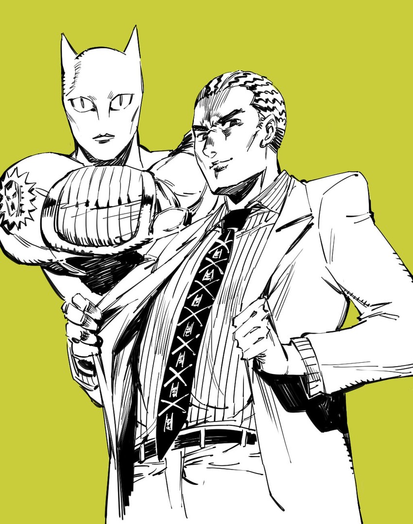 kira yoshikage, killer queen, and kawajiri kosaku (jojo no kimyou na bouken and 1 more) drawn by ruukii_drift