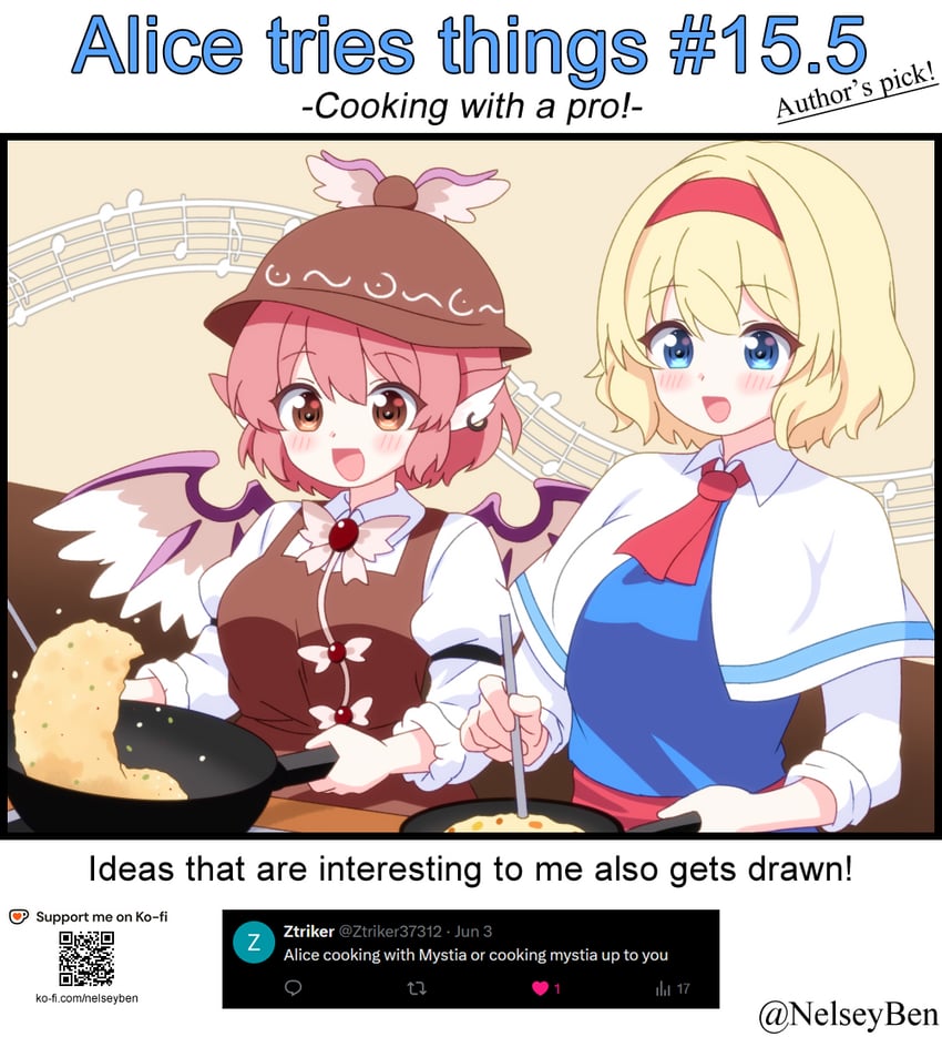 alice margatroid and mystia lorelei (touhou) drawn by bnelsey