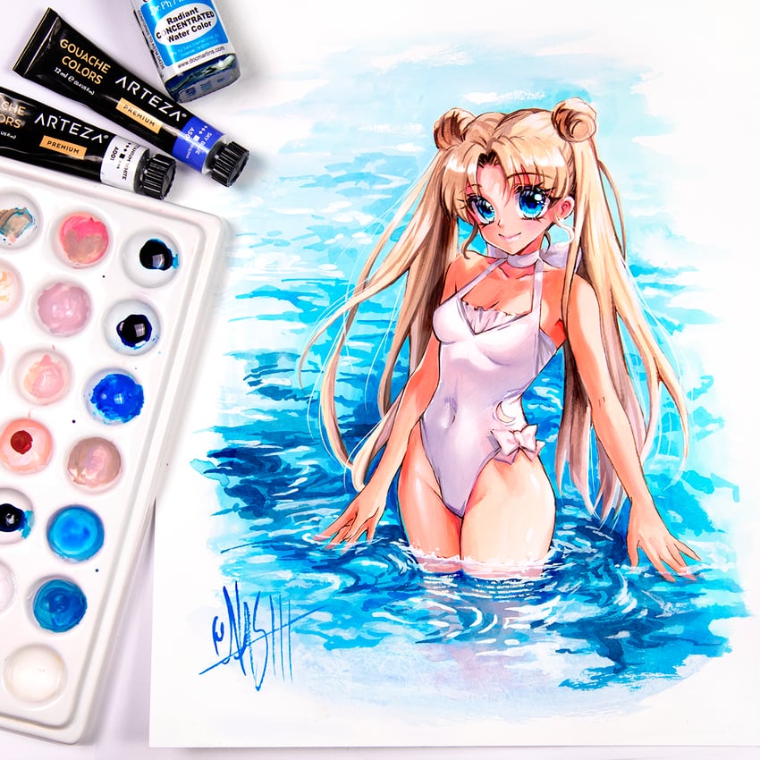tsukino usagi (bishoujo senshi sailor moon) drawn by nashi_juni
