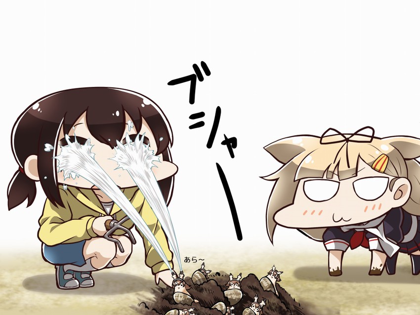 yuudachi, fubuki, yuudachi kai ni, and mutsu (kantai collection) drawn by tanaka_kusao