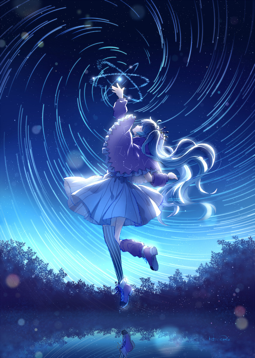 hatsune miku and fuyu no yoru miku (vocaloid) drawn by haneru