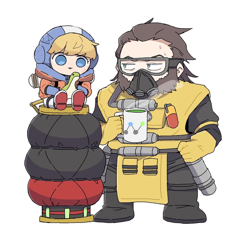 wattson, nessie, and caustic (apex legends) drawn by nojima_minami