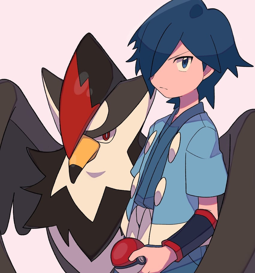 falkner and staraptor (pokemon and 1 more) drawn by tyako_089