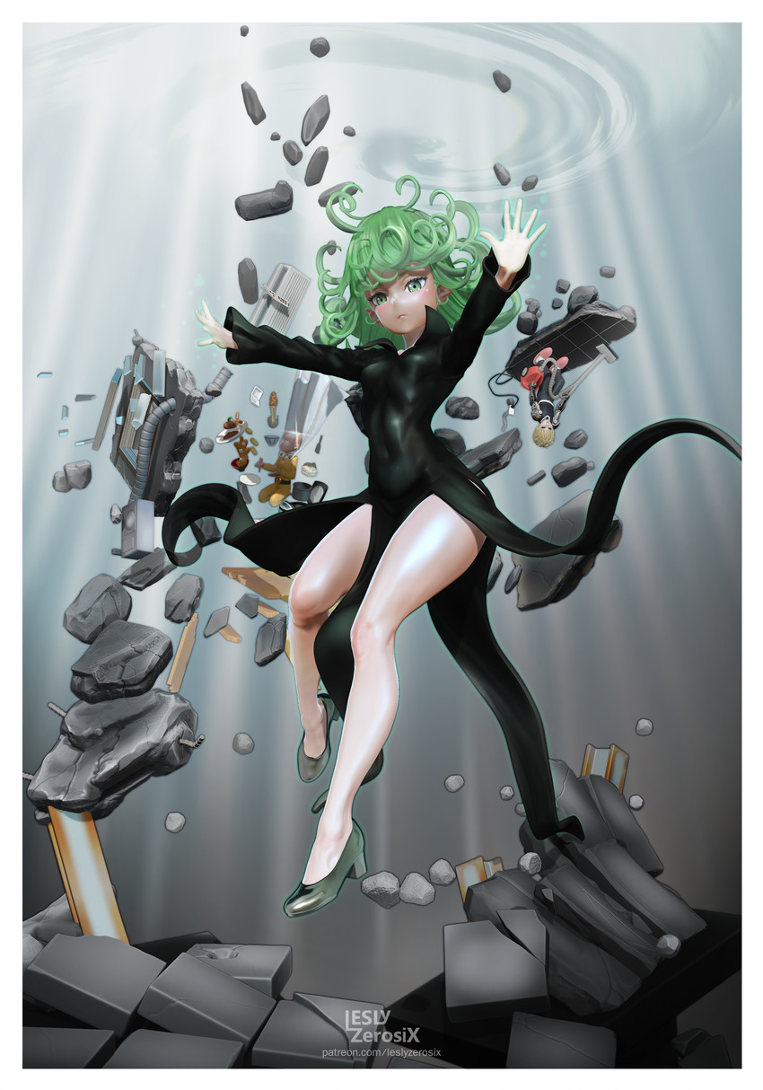 tatsumaki, saitama, and genos (one-punch man) drawn by leslyzerosix