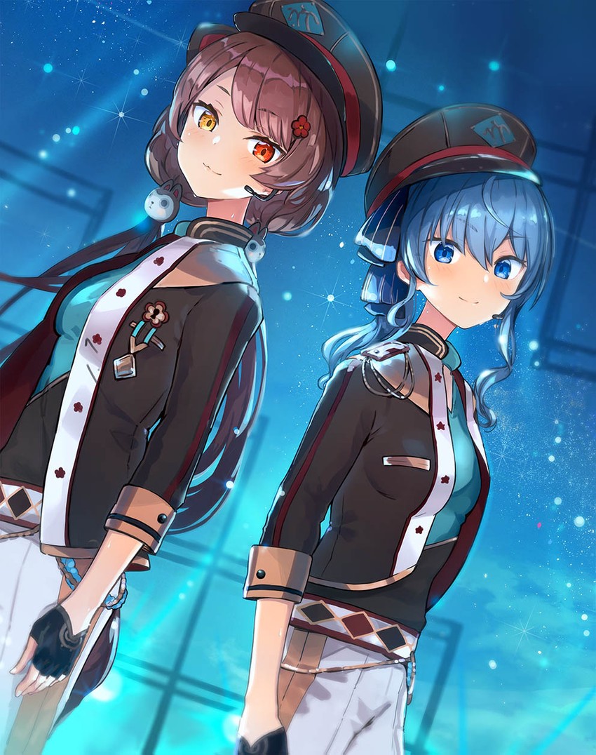 hoshimachi suisei and inui toko (hololive and 1 more) drawn by virus_(obsession)
