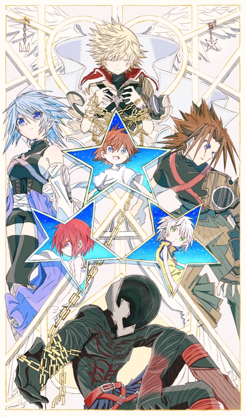 sora, riku, aqua, ventus, terra, and 1 more (kingdom hearts and 1 more) drawn by ak_(tig72pnykkk)