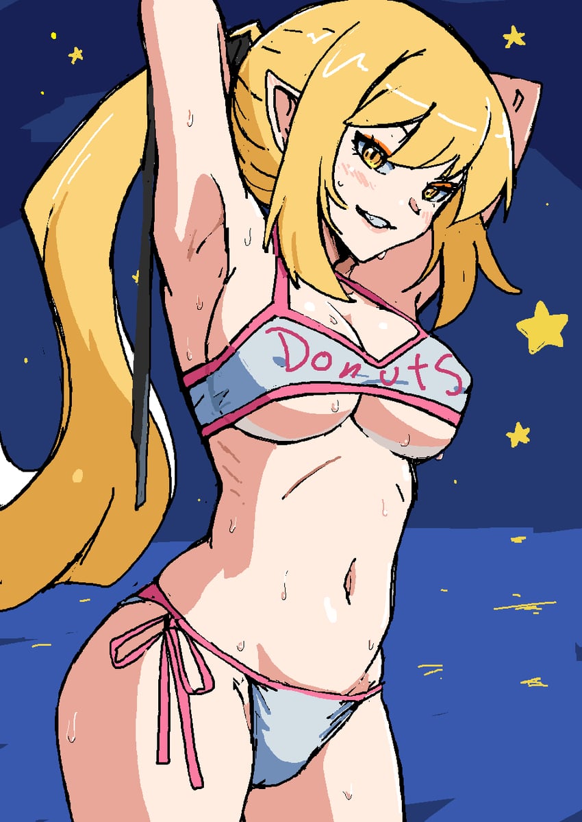 oshino shinobu and kiss-shot acerola-orion heart-under-blade (monogatari) drawn by ricman_rt