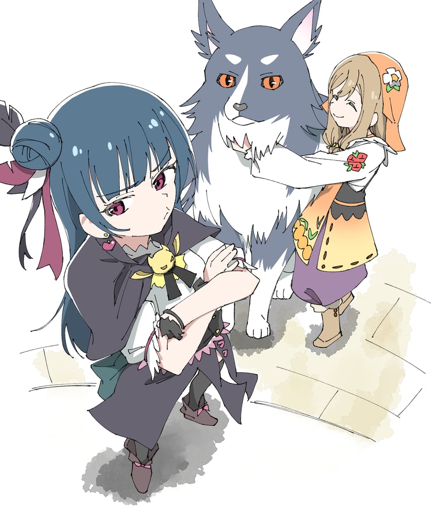 tsushima yoshiko, kunikida hanamaru, yohane, lailaps, and hanamaru (love live! and 2 more) drawn by haruruhaharur