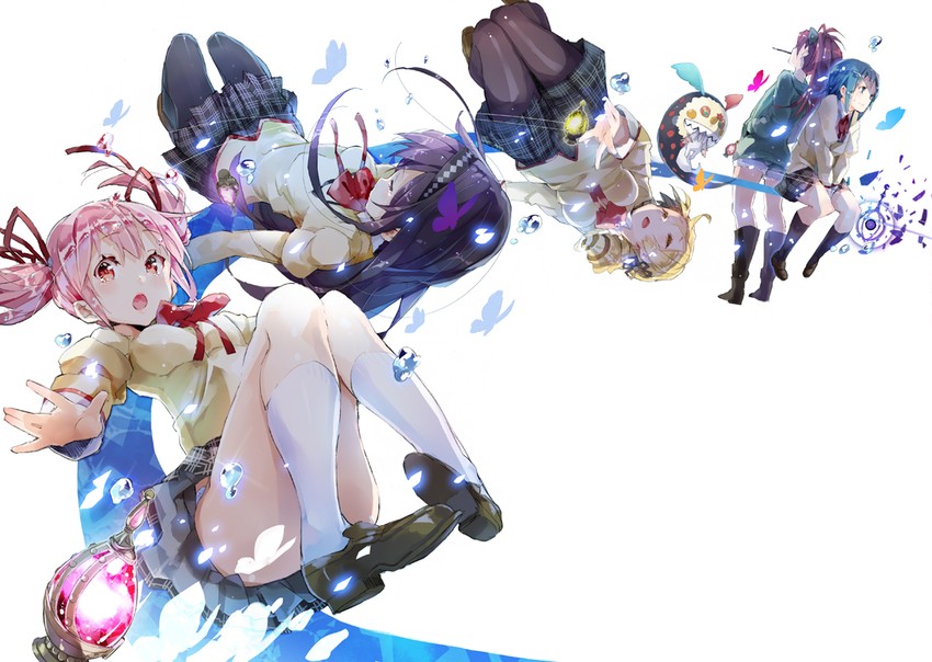 akemi homura, kaname madoka, miki sayaka, sakura kyoko, and tomoe mami (mahou shoujo madoka magica) drawn by yuugen