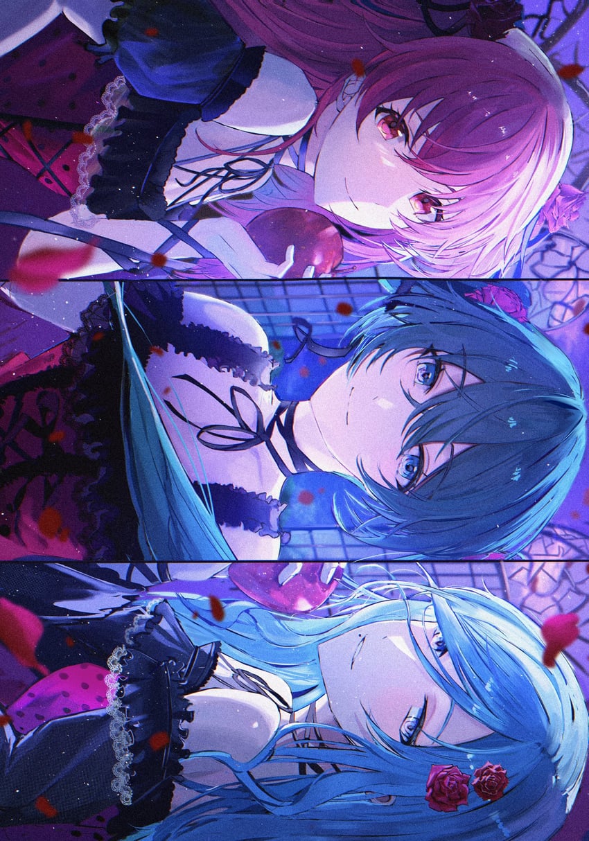 hatsune miku, momoi airi, and hinomori shizuku (vocaloid and 2 more) drawn by ewo_1